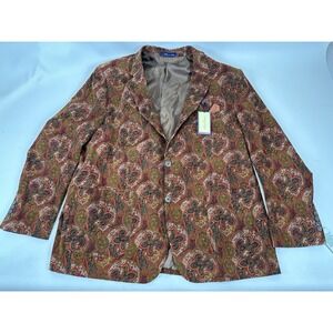 Alan Flusser‎ Paisley Corduroy Blazer Sport Coat Men's Size XXL Rust Paisley NWT
